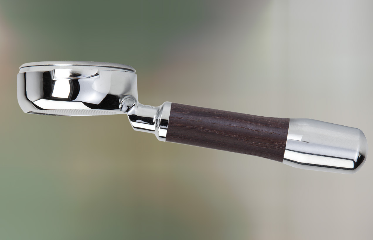 ECM-Filtertraeger-smoked-oak-bodenlos-Feature1 Genuine Portafilter - bottomless